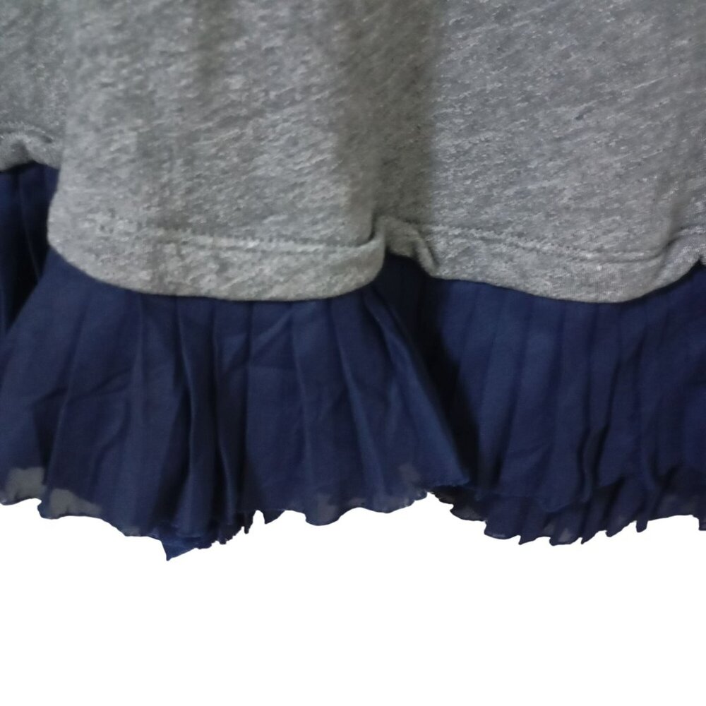 J.Crew Sweatershirt Gray Navy Ruffle Hem Long Sleeve Top XL Womens - Picture 4 of 9